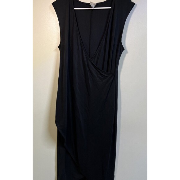 A New Day Wrap Dress Women's Size XL Black Tulip Sleeveless Midi Vneck Modal - Picture 5 of 8
